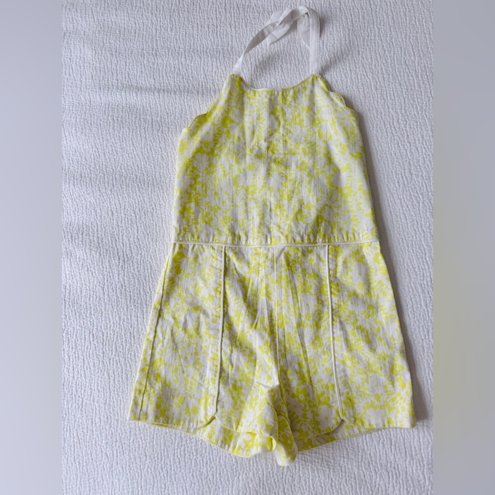 Janie and Jack White and Yellow Floral Sleeveless Romper summer size 6 girl